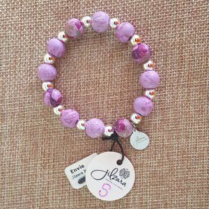 Jilzara Handmade Polymer Clay Bead Stretch Bracelet Lilac, Size: Small